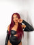 20" Burgundy Straight Center Part Lace Wig