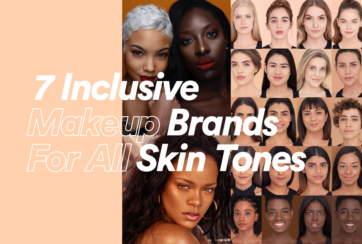 Foundation shades from inclusive makeup brands swatched across skin tones