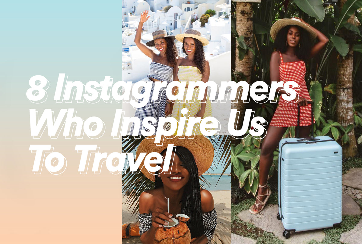 Black travelers photographed at scenic destinations for a travel roundup