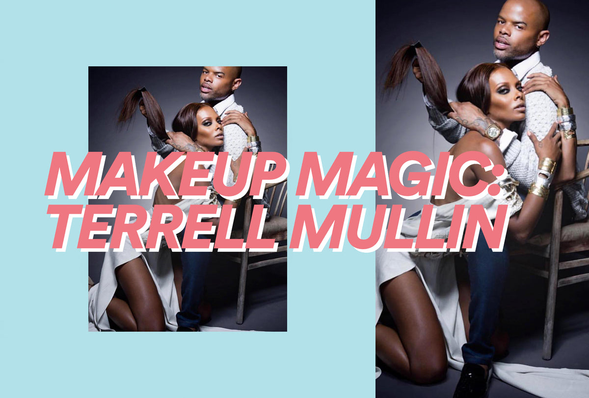Makeup artist Terrell Mullin applying a full glam look to a client