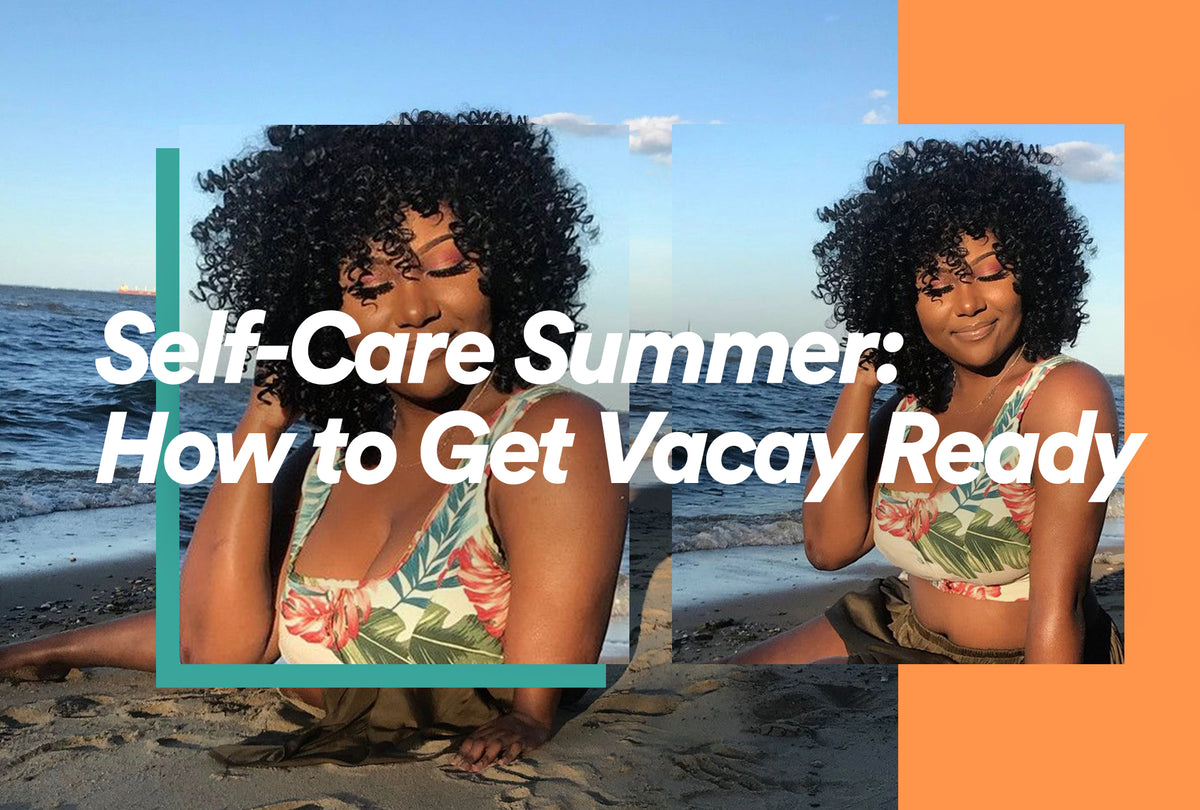 Suitcase packed with vacation essentials beside a sun hat and swimwear