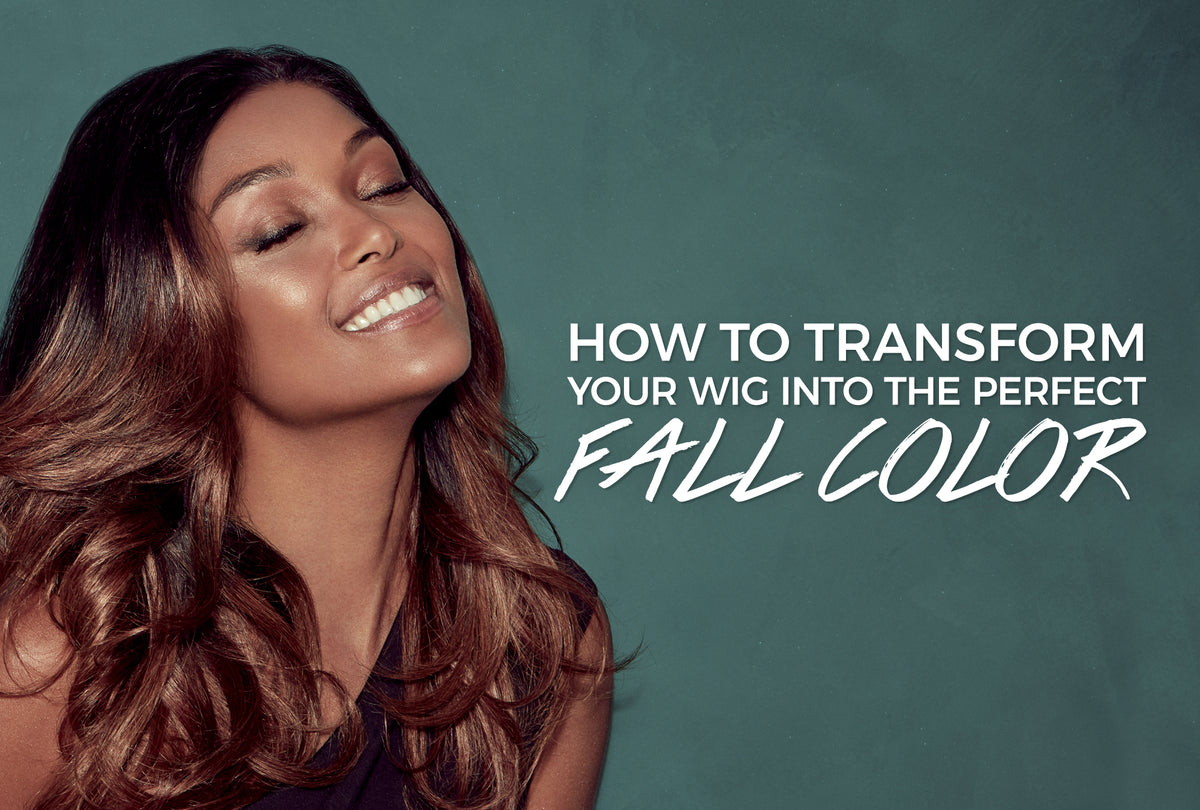Wig being dyed a warm fall shade with color brushed through the wefts