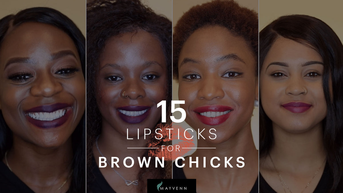 Three purple lipstick shades swatched on deep skin tones for a video review