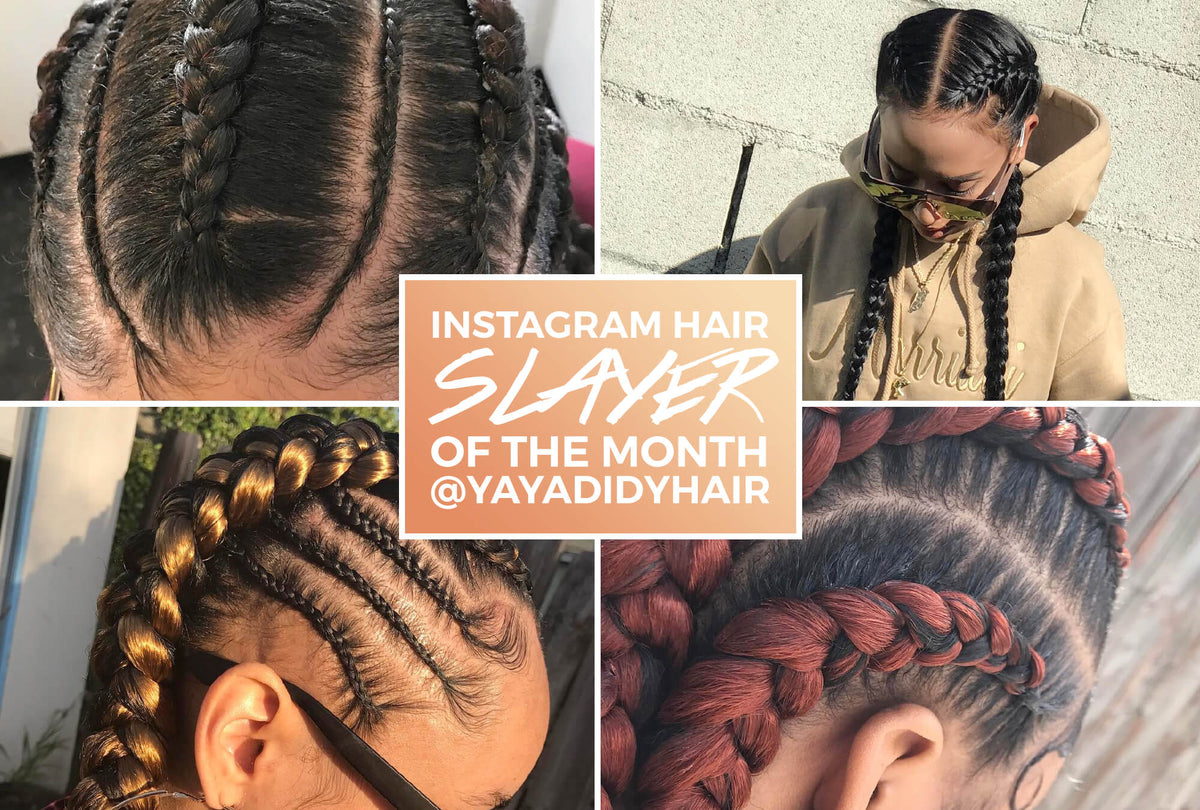 Feed-in cornrows braided in a straight-back pattern by an Instagram stylist