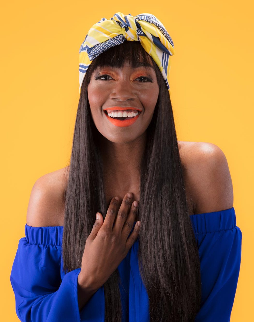 Black woman covering a bad hair day with a headwrap and quick style
