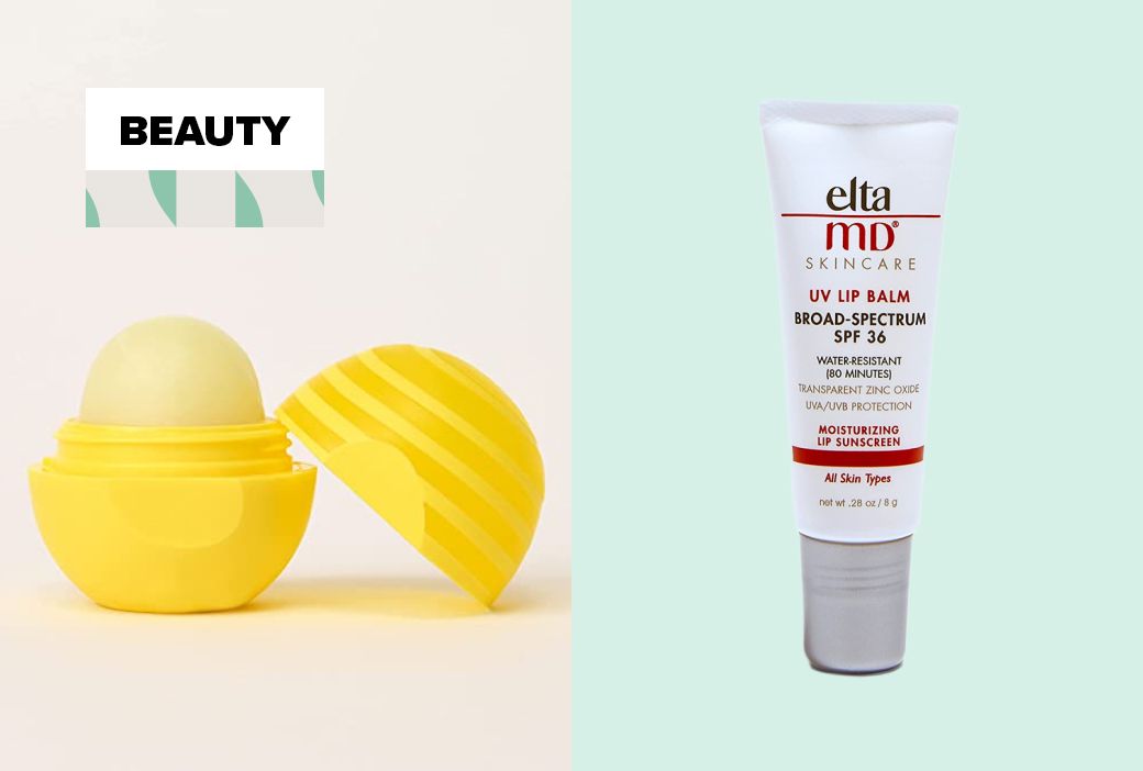 Lip balms with SPF lined up on a sunny surface
