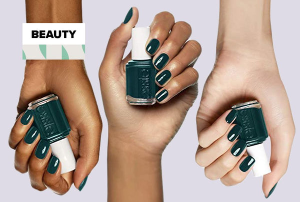 Fall nail trends including metallics and french tips on deep skin