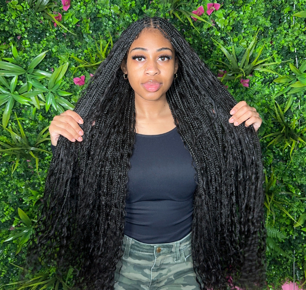 Braided hairstyle created using Mayvenn hair bundles for added length