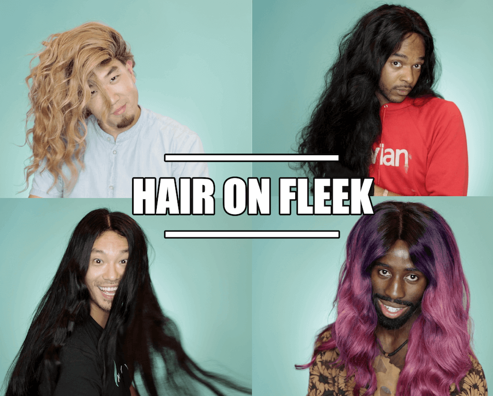 Mayvenn team member using a curling wand on a weave in a tutorial video