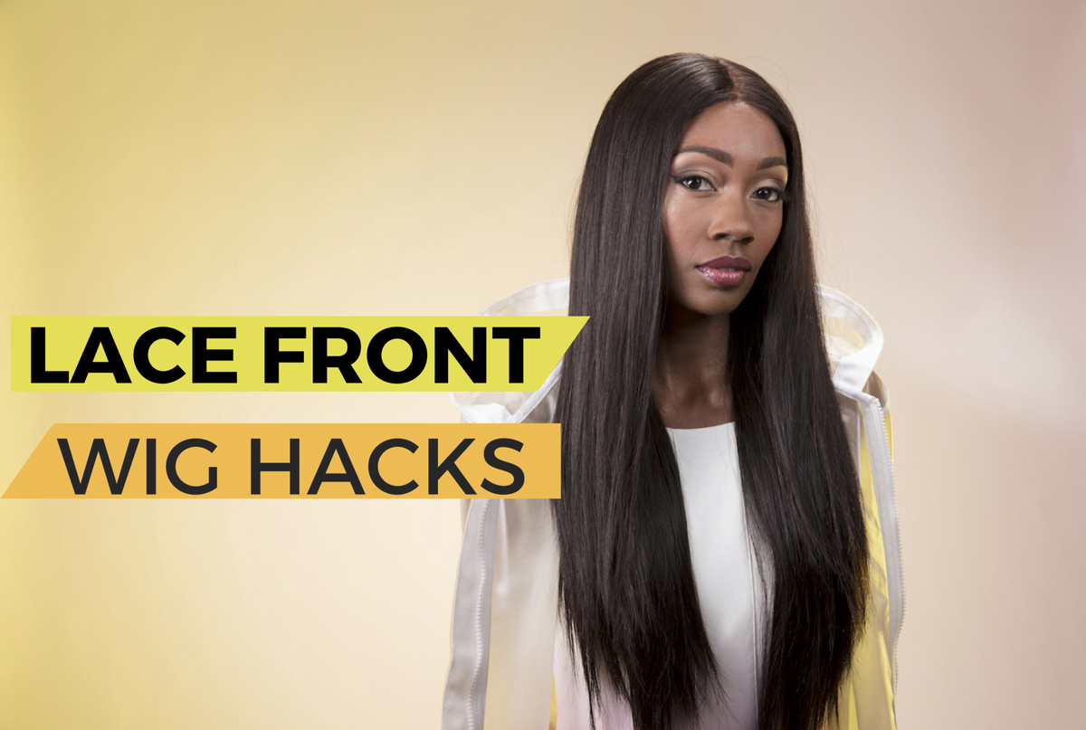 Lace front wig being constructed from a frontal and bundles on a mannequin head