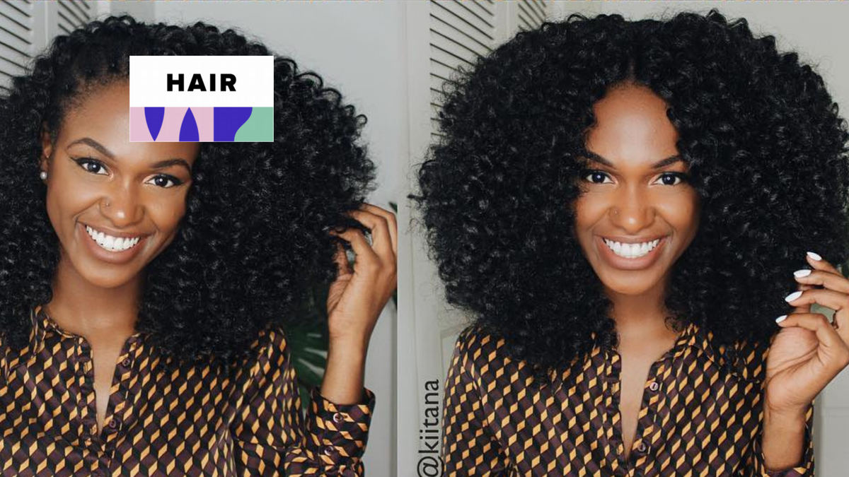 Crochet braid styles including curls, locs and twists shown together