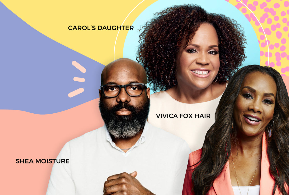 Hair care products from Black-owned brands arranged together on a surface