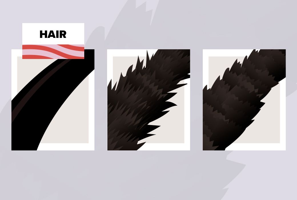 Strand of natural hair tested in water to check its porosity
