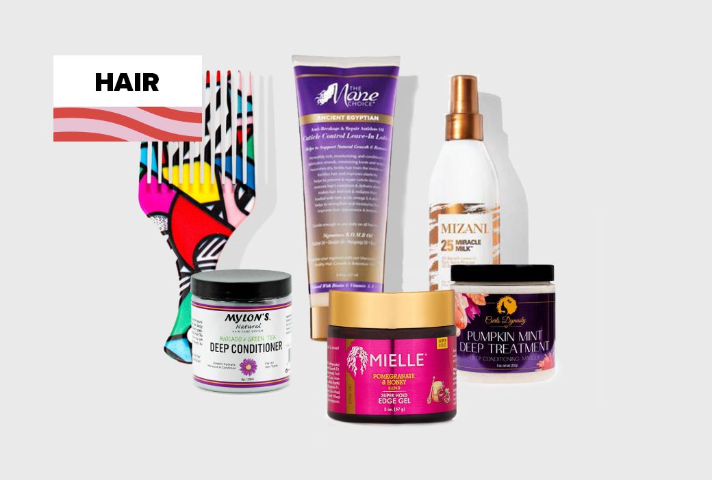 Natural hair products gathered for a beauty writer product roundup