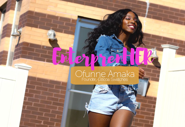 Cocoa Swatches founder Ofunne Amaka pictured for the Mayvenn EntreprenHER interview