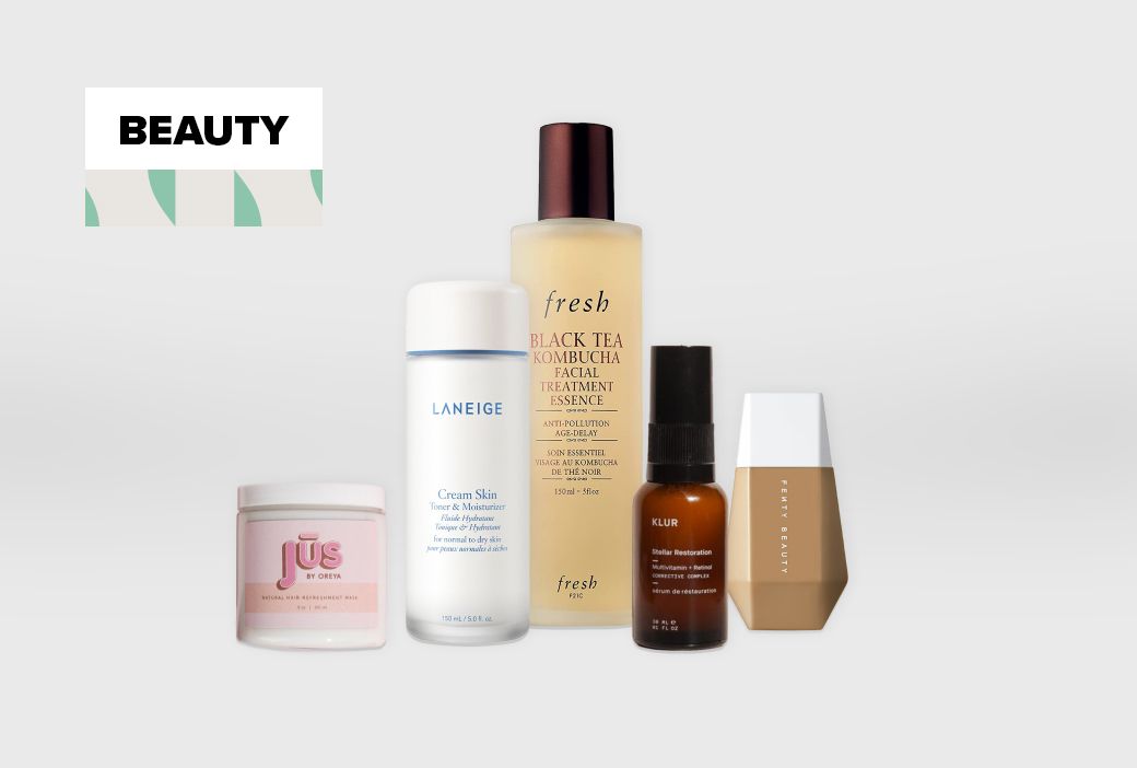Beauty products sorted and cleared out during spring cleaning