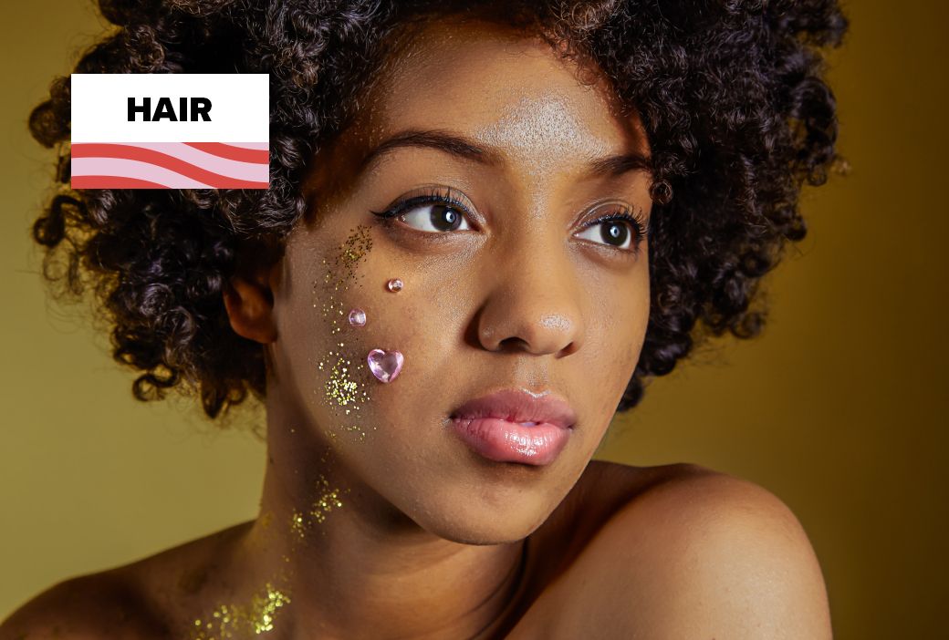 Natural hairstyle styled with soft curls for a Valentine's Day look