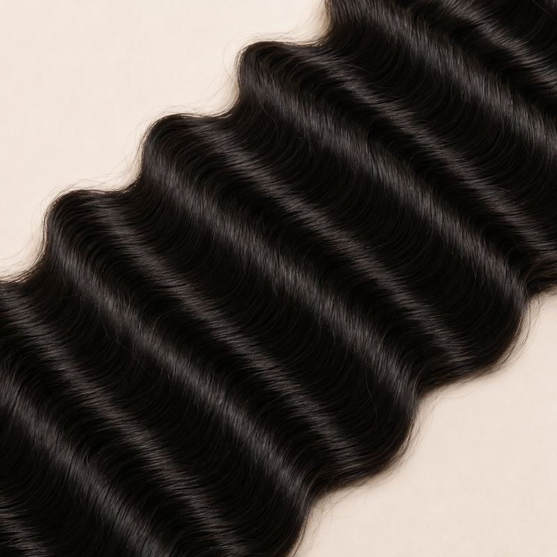 Deep wave virgin human hair texture close-up