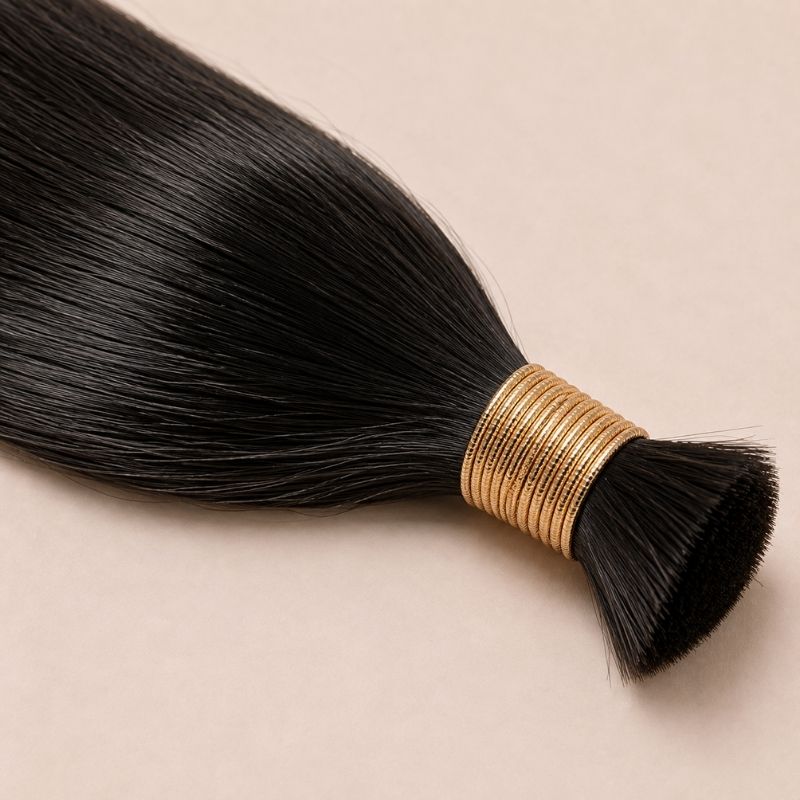 Straight virgin human hair texture close-up