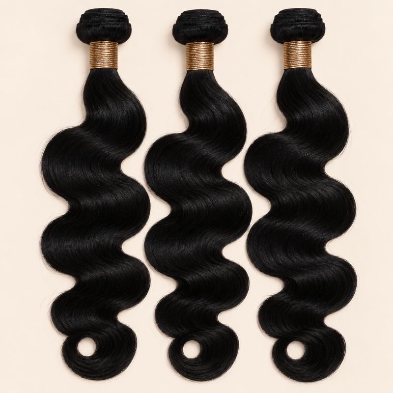 #1 Jet Black Body Wave 3 Bundle Deal — 100% Human Hair