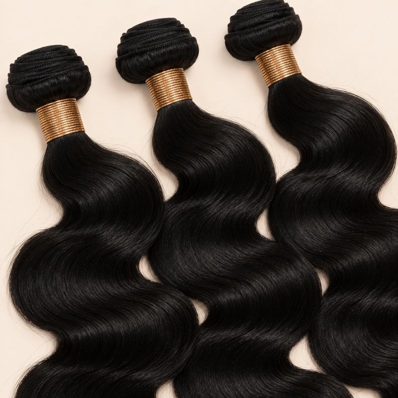 #1 Jet Black Body Wave 3 Bundle Deal — 100% Human Hair