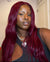 20" Burgundy Straight Center Part Lace Wig