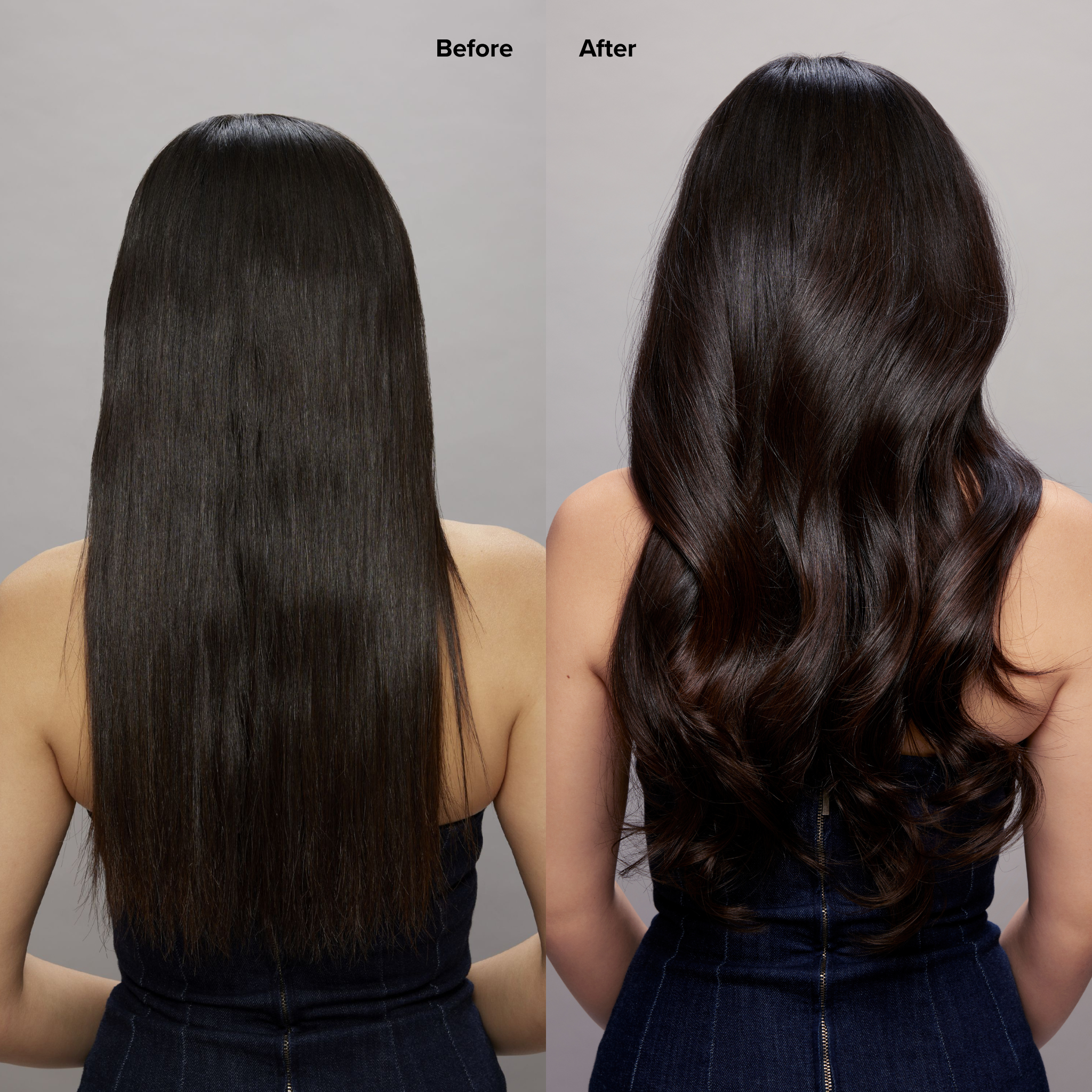 2A Soft Ash Black Seamless Clip-Ins Before and After