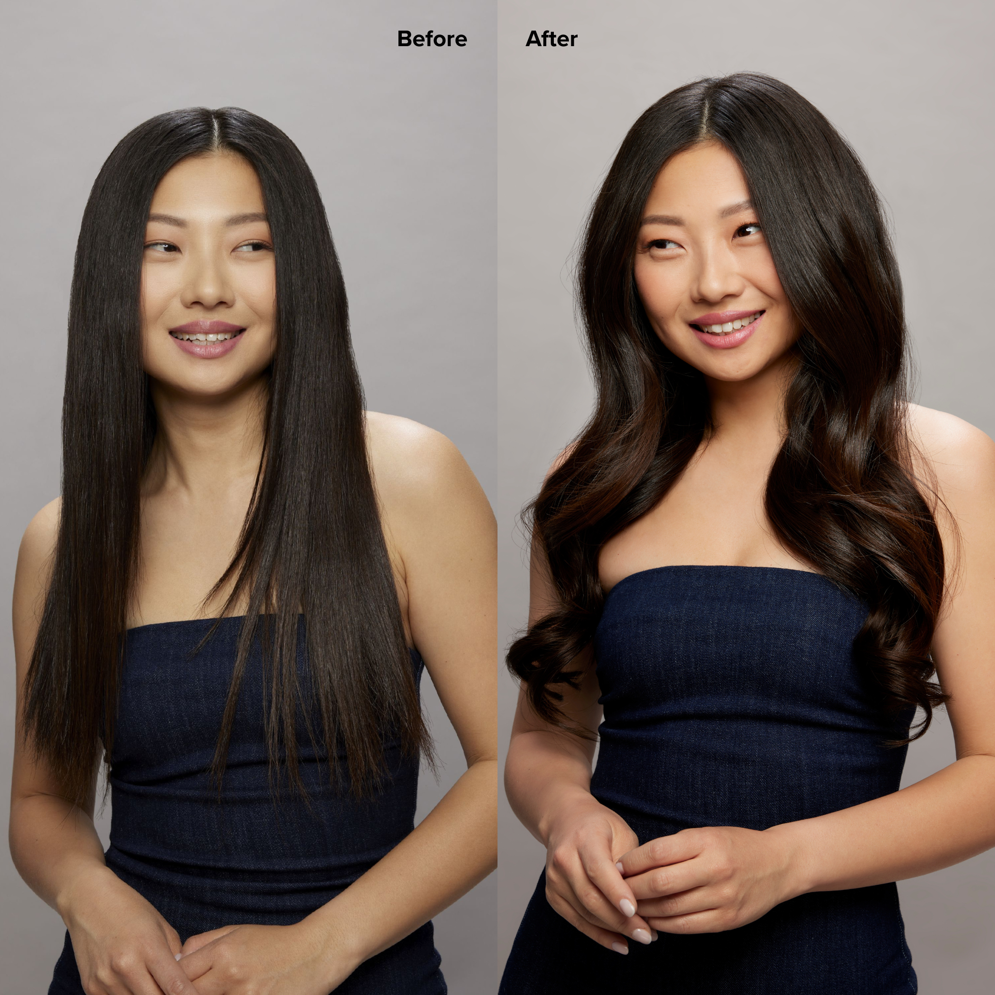 2A Soft Ash Black Seamless Clip-Ins Before and After