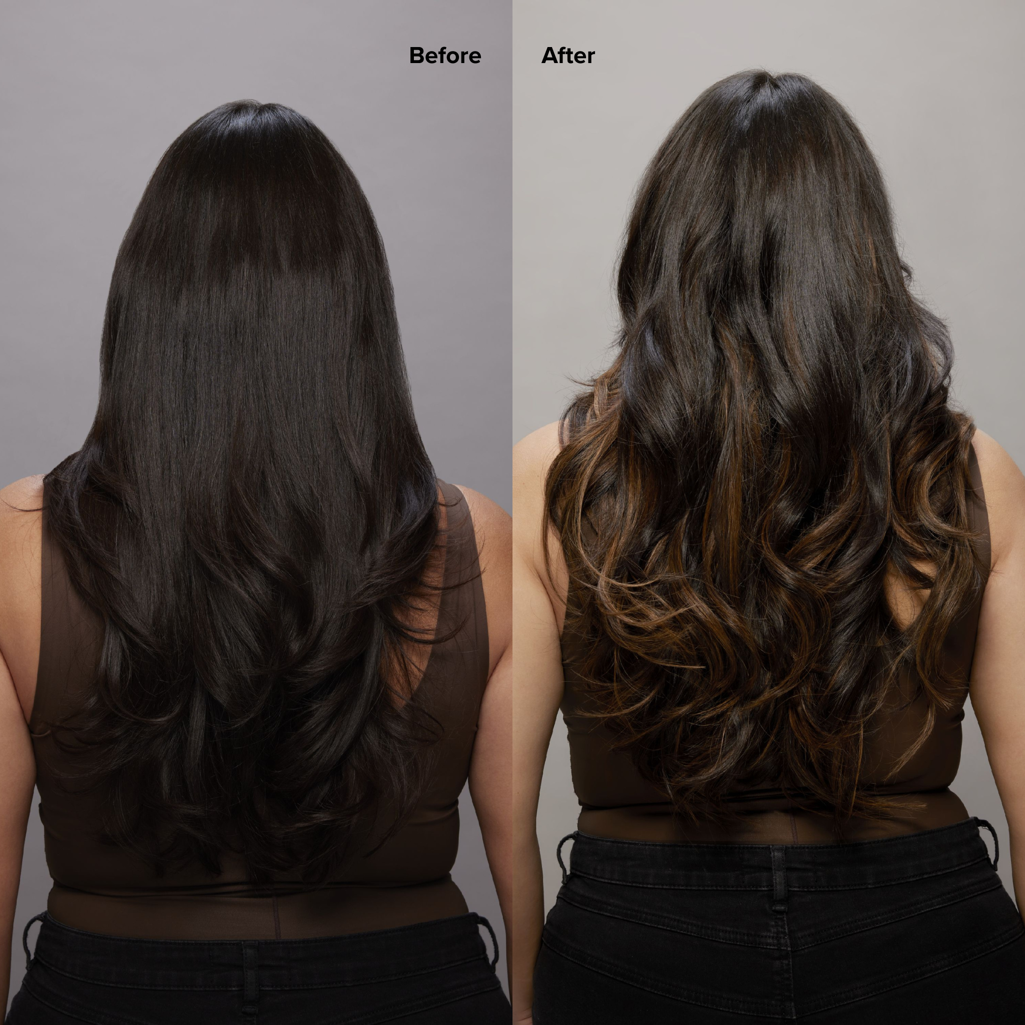 4 Dark Brown with 6 Medium Brown Balayage Seamless Clip-Ins Before and After