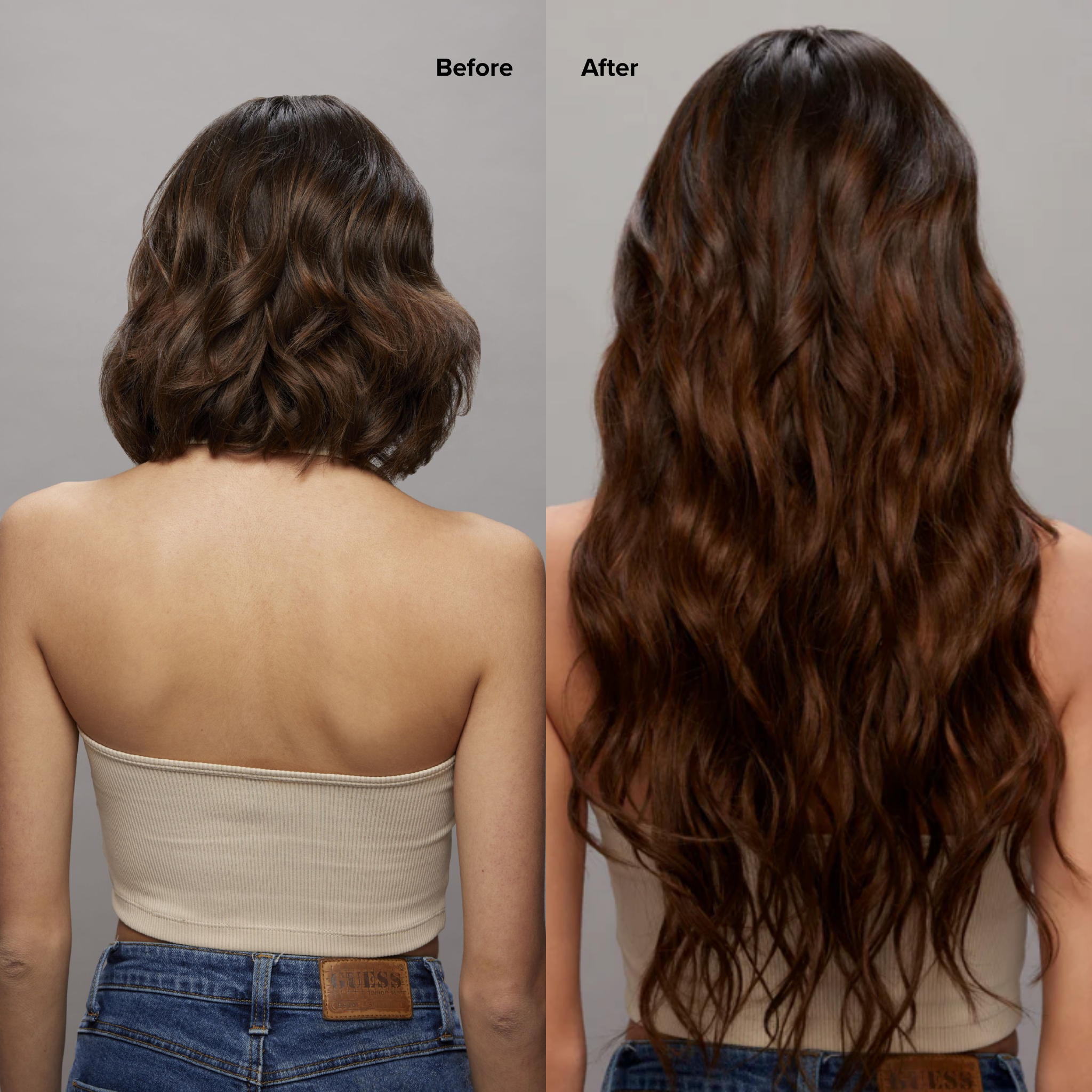 5 Medium Brown Seamless Clip-Ins Before and After