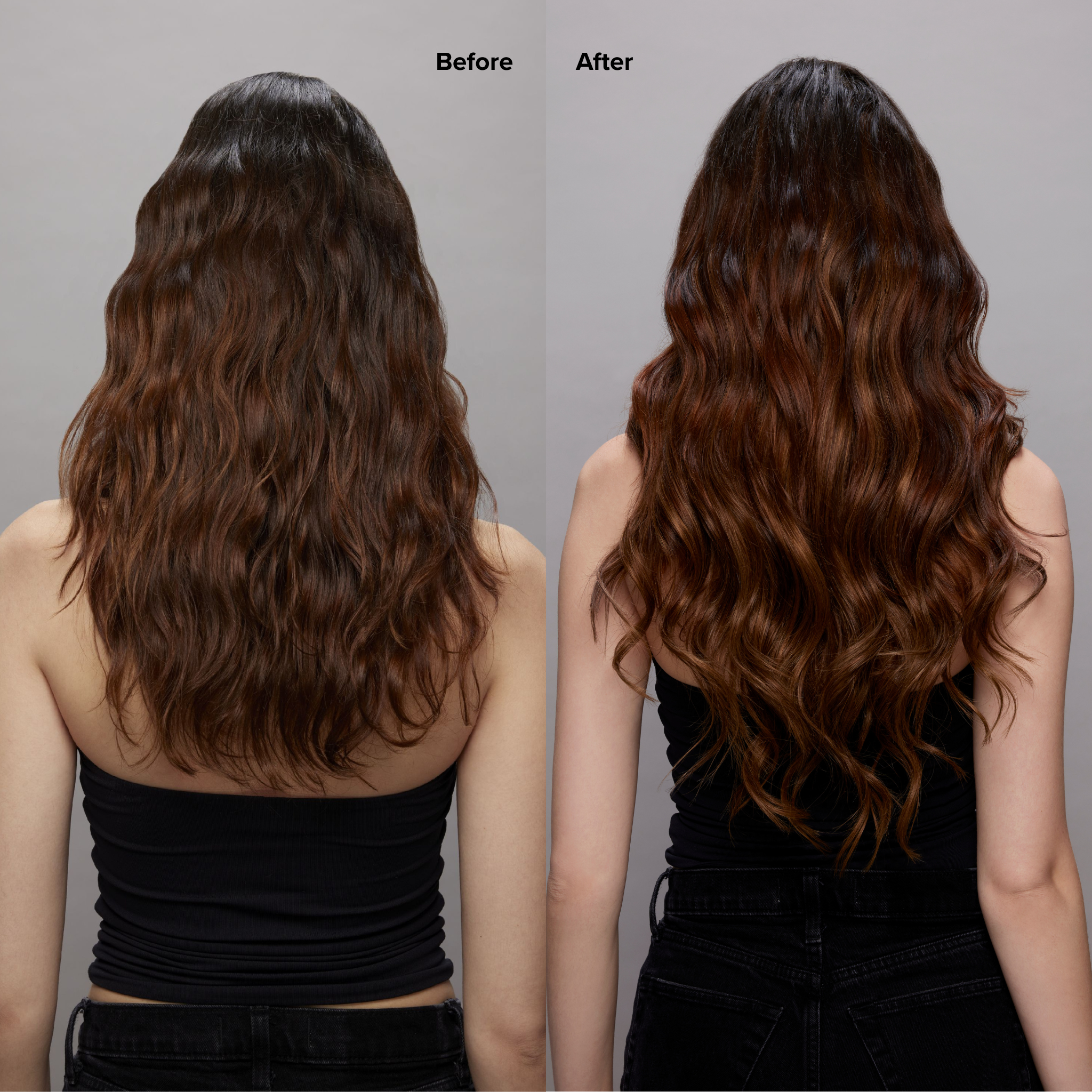 5 Medium Warm Brown with 6 Medium Brown Balayage Seamless Clip-Ins Before and After