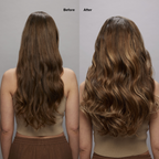 6 Medium Brown with 8 Blonde Highlights Seamless Clip-Ins Before and After