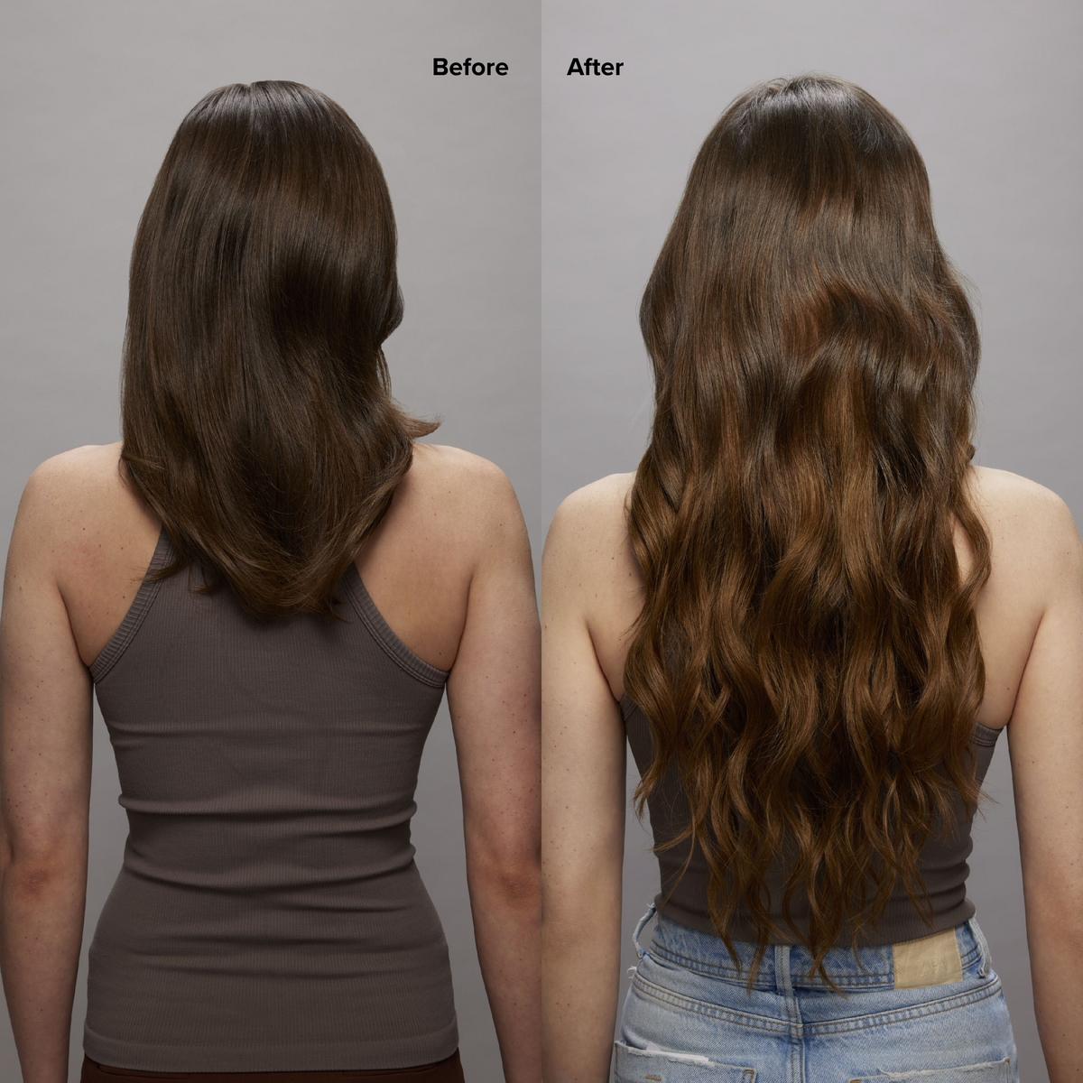 6 Medium Warm Brown Seamless Clip-Ins Before and After