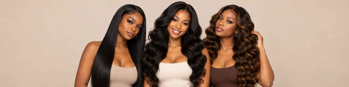 Hair models wearing human hair 6x6 lace closures by Mayvenn