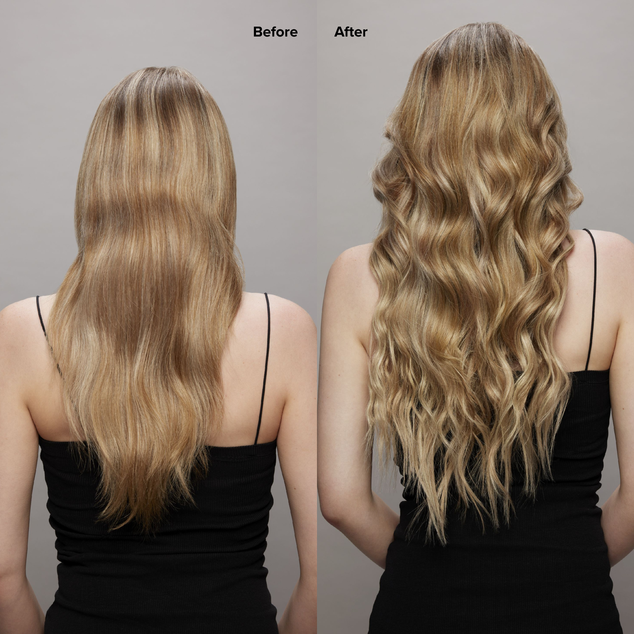 7A Dark Ash Blonde with 10 Light Blonde Highlights Seamless Clip-Ins Before and After