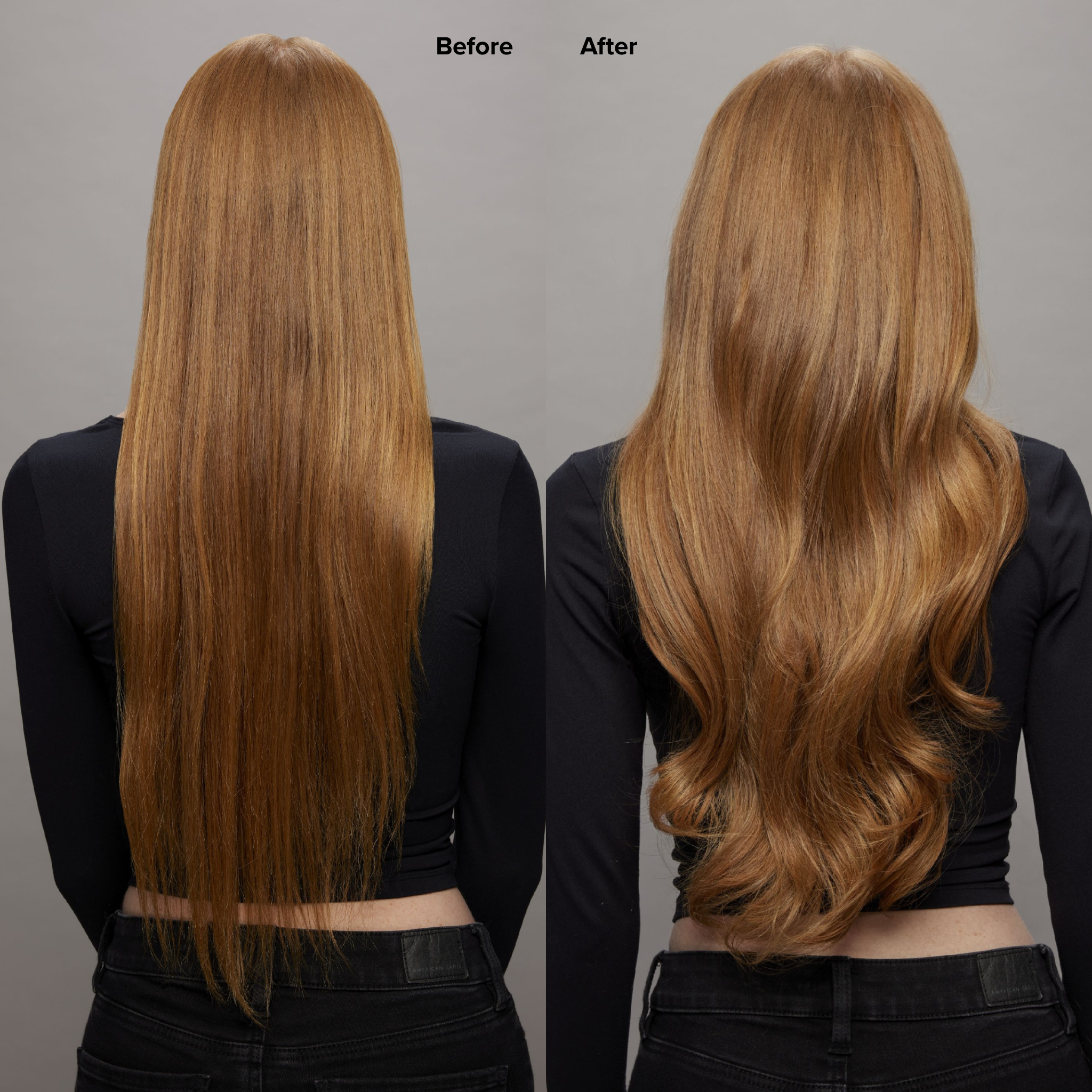 7RB Natural Red Seamless Clip-Ins Before and After
