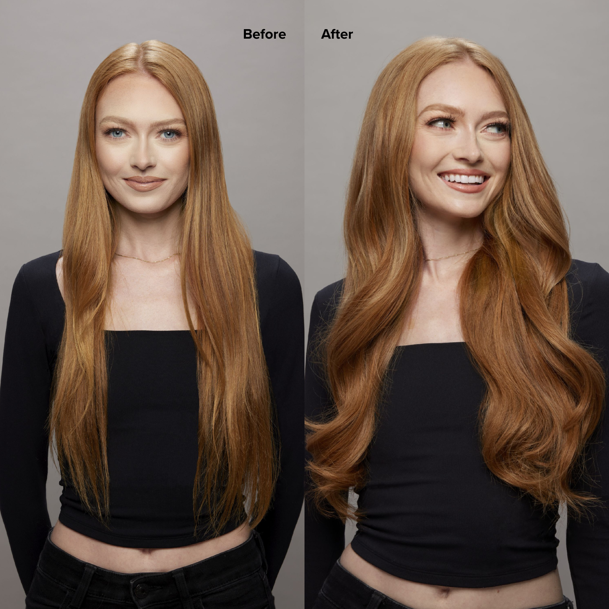 7RB Natural Red Seamless Clip-Ins Before and After