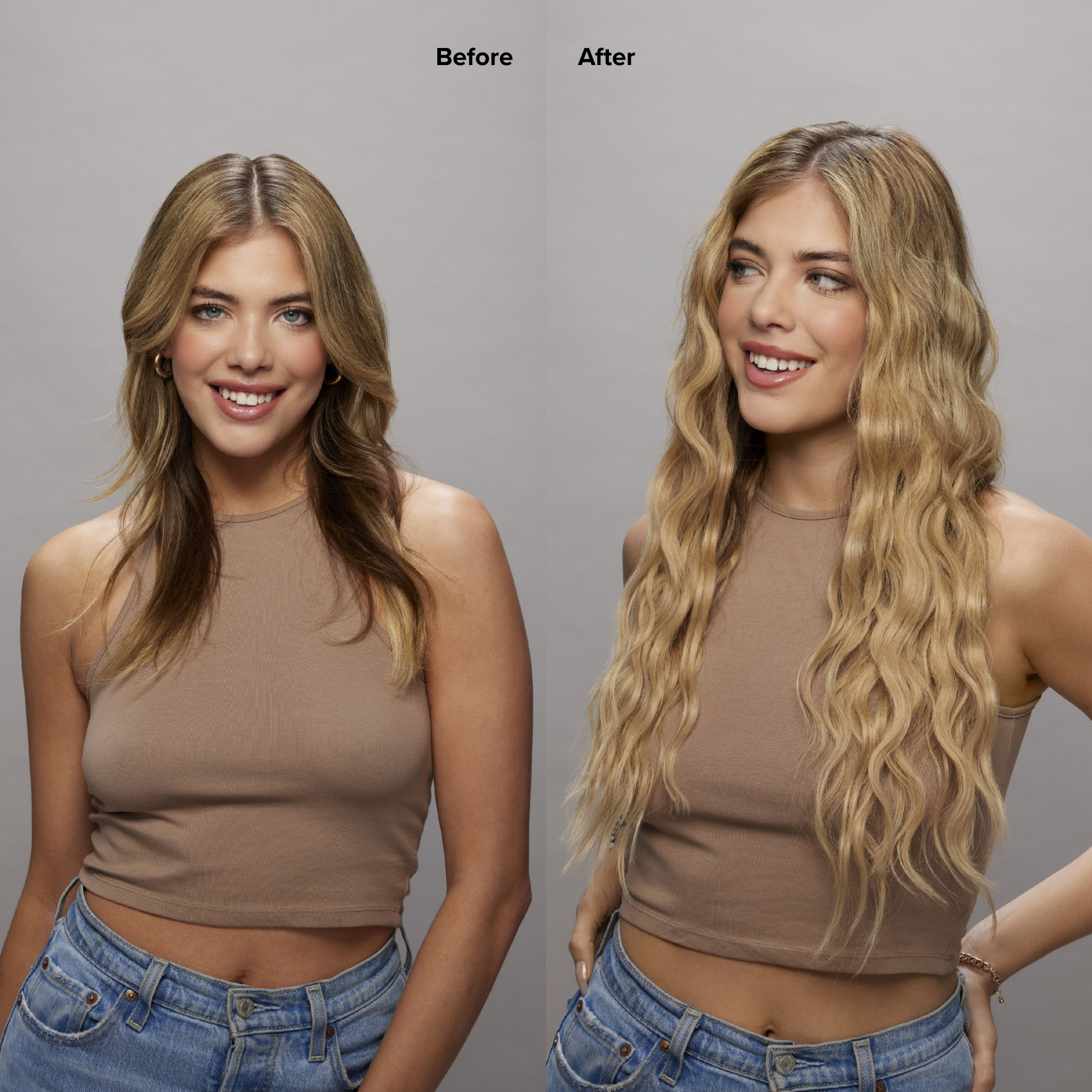 8 Blonde Seamless Clip-Ins Before and After