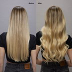 8 Blonde with 10 Light Blonde Balayage Seamless Clip-Ins Before and After