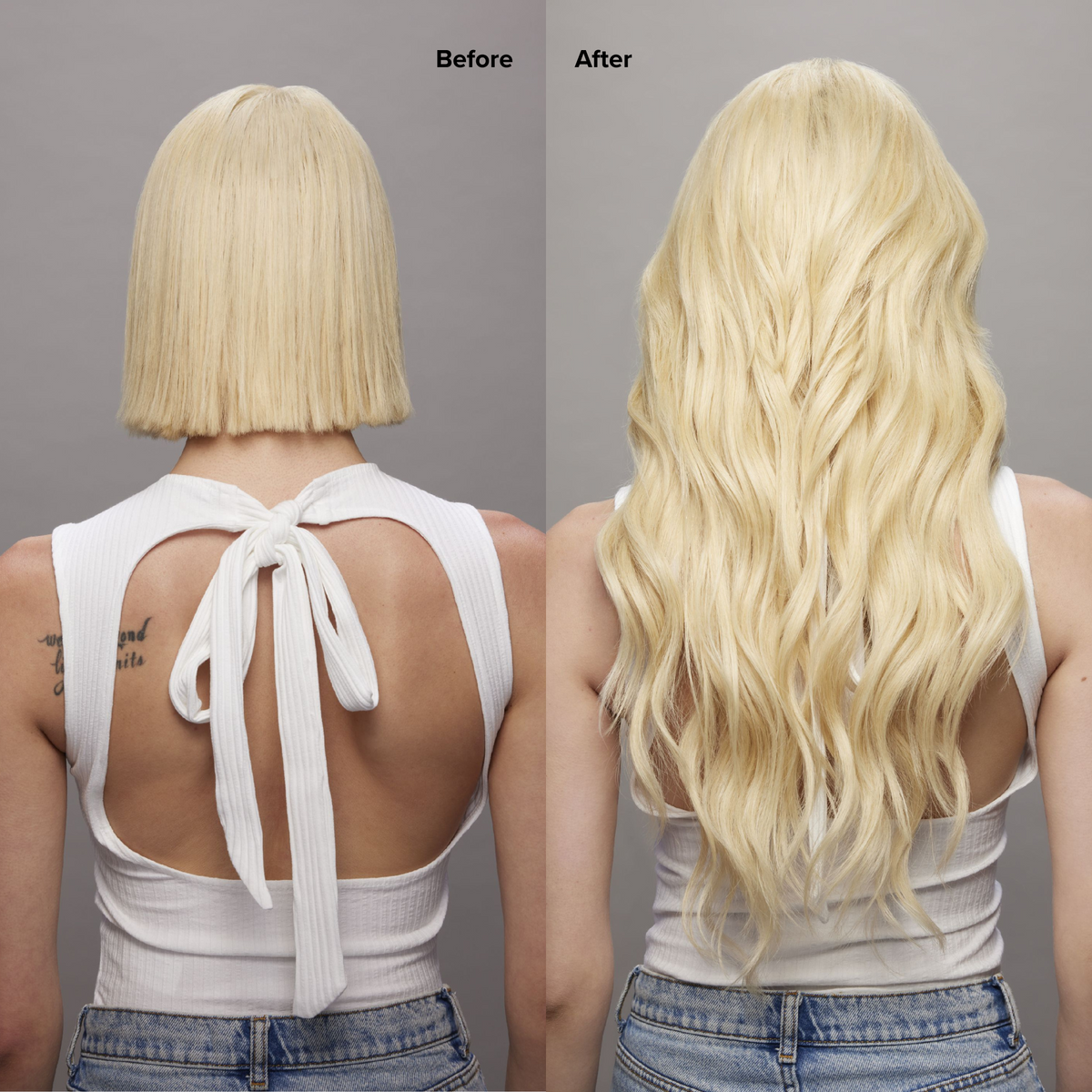 9 Light Warm Blonde Seamless Clip-Ins Before and After