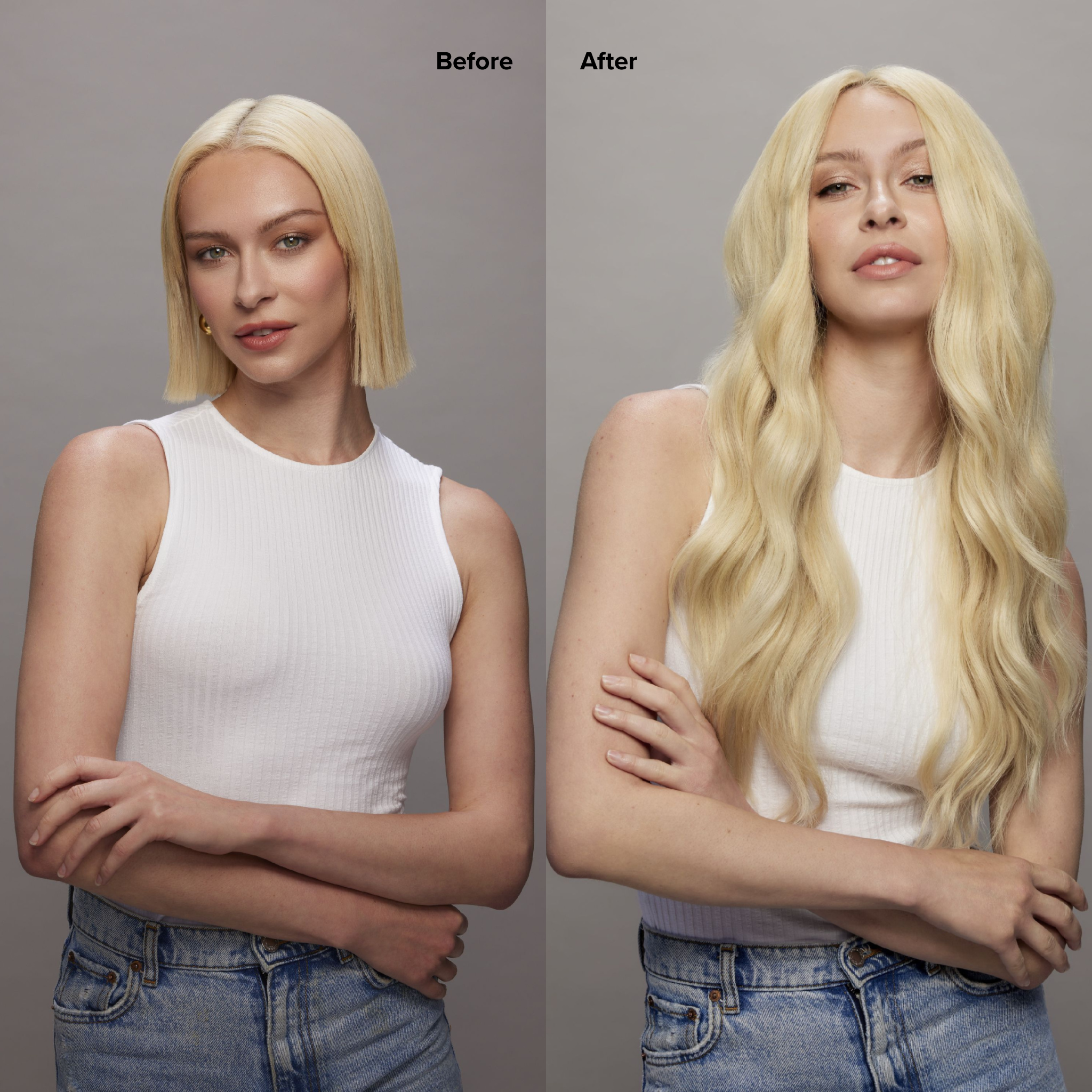 9 Light Warm Blonde Seamless Clip-Ins Before and After