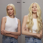 9 Light Warm Blonde Seamless Clip-Ins Before and After