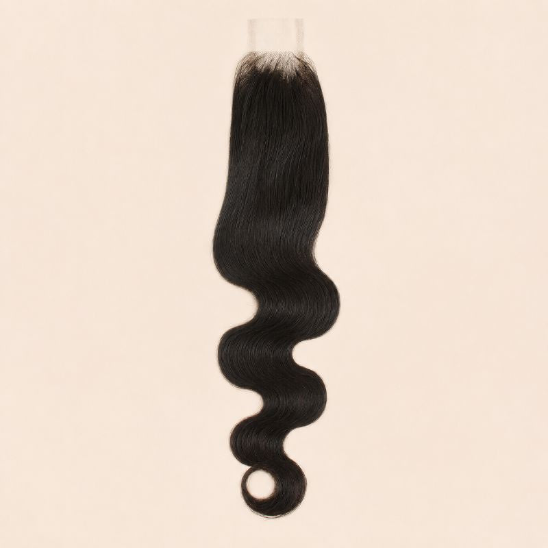 Two by six inch transparent lace strip sized for a long deep middle part