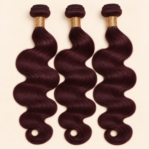 99J Burgundy Body Wave 3 Bundle Deal — 100% Human Hair