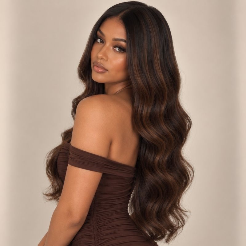 Pecan Glueless 5x5 HD Closure Wig - Chestnut Balayage