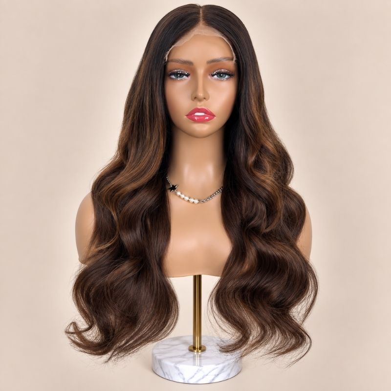 Pecan Glueless 5x5 HD Closure Wig - Chestnut Balayage