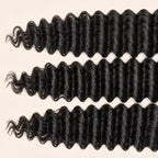 Three deep wave wefts laid flat, showing the staggered lengths