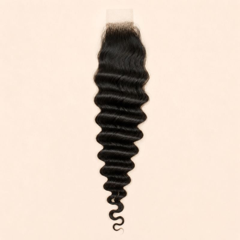 Deep wave closure sized at two by six inches for a long middle part