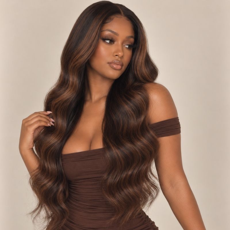 Bourbon Glueless 5x5 HD Closure Wig - Highlighted Brown