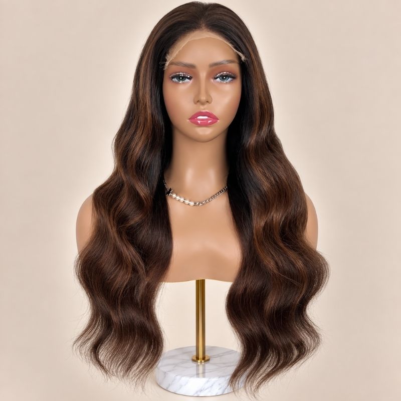 Bourbon Glueless 5x5 HD Closure Wig - Highlighted Brown